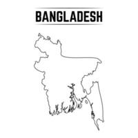 esquema simple mapa de bangladesh vector