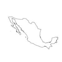 Outline Simple Map of Mexico vector