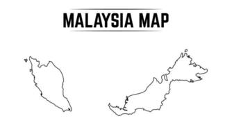 Outline Simple Map of Malaysia vector