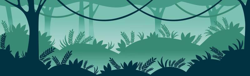 Panoramic landscape dense impenetrable jungle hanging lianas - Vector