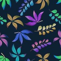 Colorful seamless pattern with leaves on dark background vector