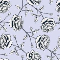 Hand drawn botanical seamless floral pattern with rose flower vector