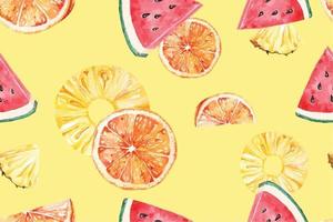 seamless pattern fruit watercolor vector