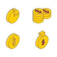 conjunto de iconos isométricos de negocios financieros vector