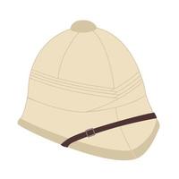 Tropical sun hat, pith helmet for tourists, hunters and explorers vector