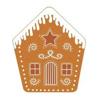 Casa de pan de jengibre, galleta navideña tradicional y decoración. vector