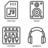 Music line icons set vector