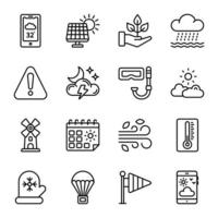 Weather line icons sets vector