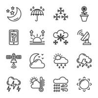 Weather line icons sets vector