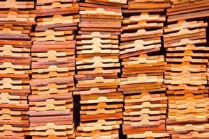 closeup stack of earthenware roof tile photo