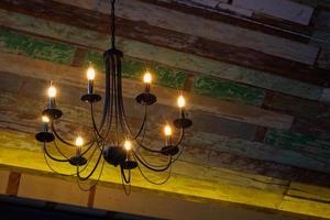 lighting bulbs on the chandelier hanging photo