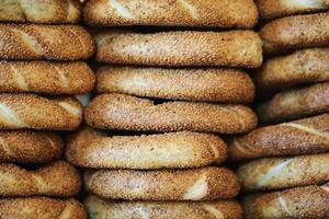 bagels de sésamo, productos de panadería, pastelería y panadería foto