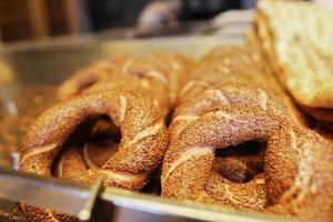 bagels de sésamo, productos de panadería, pastelería y panadería foto