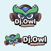 Dj Owl mascots illustration icon modern style vector