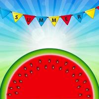 Abstract Natural Summer Background with Watermelon. Vector Illus