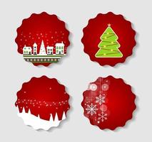 Set of Labels with Christmas BALLS, Stars and Snowflakes, Illust vector