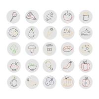 Icons of food, products and dishes of different countries of the world vector