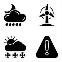 Weather glyph icon set vector