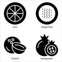 Fruits and vegetables Glyph icon set vector