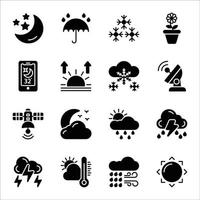 Weather glyph icon set vector