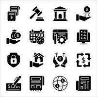 conjunto de iconos de glifo de negocios y finanzas vector