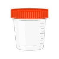 Plastic urine test container. Sterile specimen cup for urinalysis vector