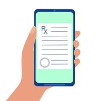 Hand holding smartphone with RX blank on screen vector