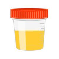 Urinalysis. Urine sample in plastic container vector