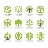 Tree round shape logo set vector