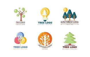 conjunto de logotipos de árboles vector