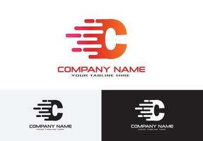 letter c speed fast logo concept vector