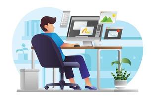 Man Work From Home vector