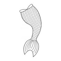 Outline mermaid tail. Coloring book line drawing vector