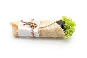 Wrap salad roll on white background photo