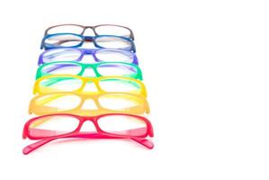 Eyeglasses, spectacles, or glasses on white background photo