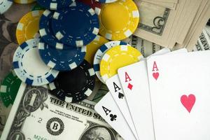 Money Chips and Gambling Cards photo