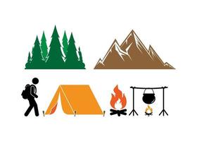 Ilustración de plantilla de diseño de icono de camping vector