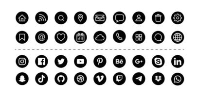 conjunto de iconos de redes sociales y contacto