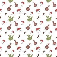 seamless pattern with red and green vegetable cute cartoon images vector
