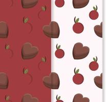 seamless pattern with red cherries and chocolates vector