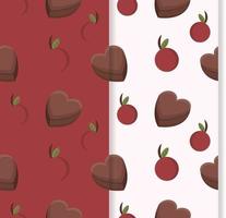 seamless pattern with red cherries and chocolates vector