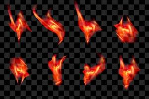 Red fire effect set collection element series flame burn eps vector