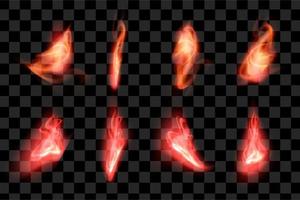 Red fire effect set collection element series flame burn eps vector