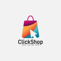 E Commerce Logo With Pointer and Shopping Bag vector