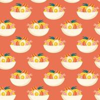 Ramen soup Seamless pattern Packaging design Editable background color vector