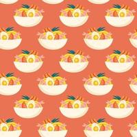 Ramen soup Seamless pattern Packaging design Editable background color vector