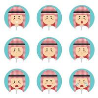 Arabic Avatar With Various Expression vector