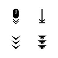 Scrolling down black glyph icons set on white space vector