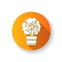 Miniature lemon tree orange flat design long shadow glyph icon vector