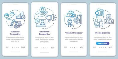 Financial perspective onboarding mobile app page screen with concepts vector